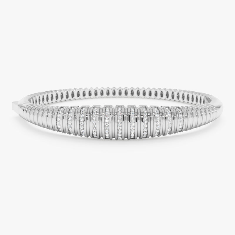 Diamond Croissant Bangle, Natural Diamond and Genuine Gold Jewelry, Morwenna