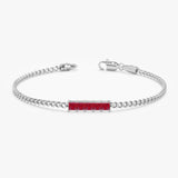 Princess Cut Ruby Cuban Chain Bracelet, Lyriavelle