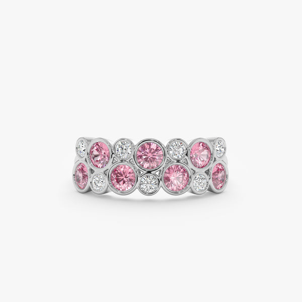 white gold natural diamond and tourmaline band