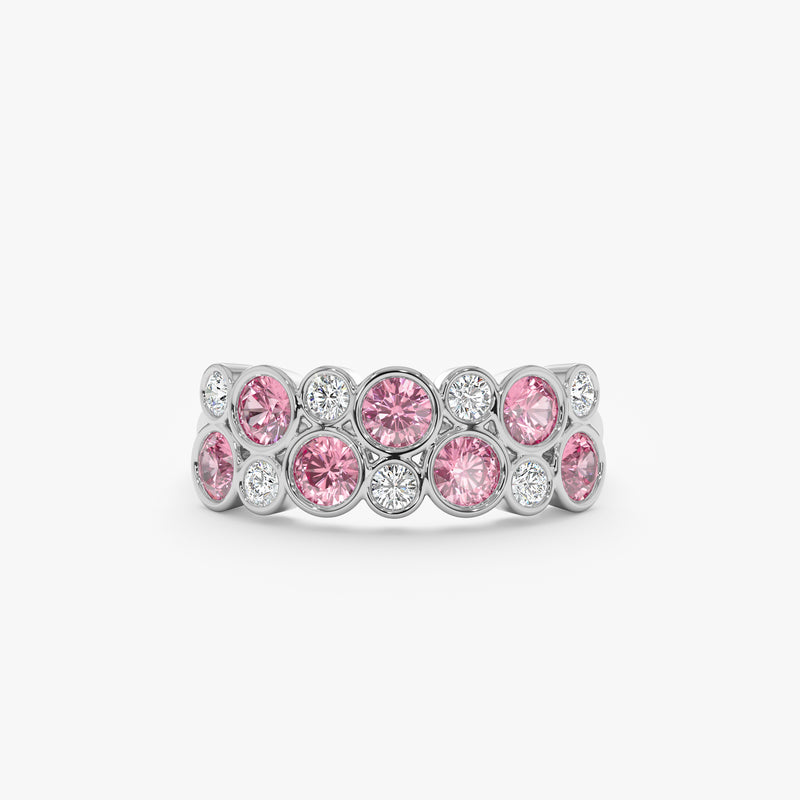 white gold natural diamond and tourmaline band