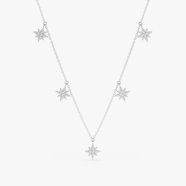 Pave Diamond Dangle Starburst Layering Necklace, Estelle