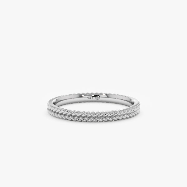 white gold rope design ring