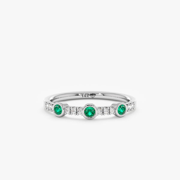 white gold prong and bezel set stacking ring