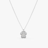 handmade solid white gold dog paw pendant with paved diamonds