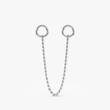 Handmade 14k solid white gold cuban chain charm for huggies 
