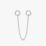 Handmade 14k solid white gold cuban chain charm for huggies 