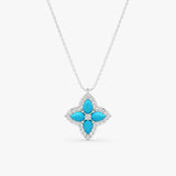 Turquoise & Lab Grown Diamond Flower Necklace, Eirlys