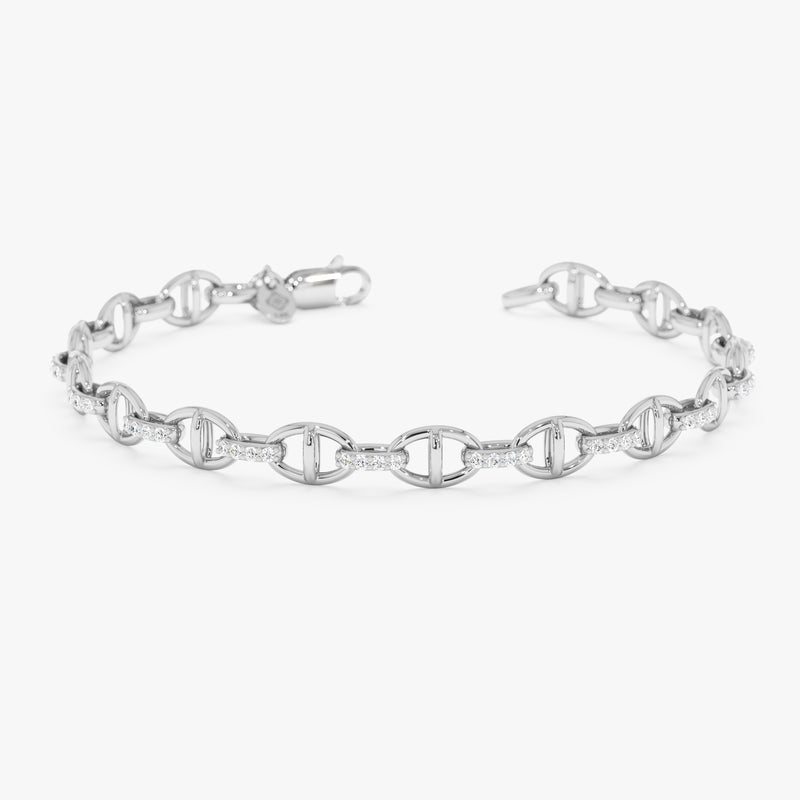 Mariner Chain Lab Grown Diamond Bracelet, Solid Gold Anchor Link Bracelet, Lirien