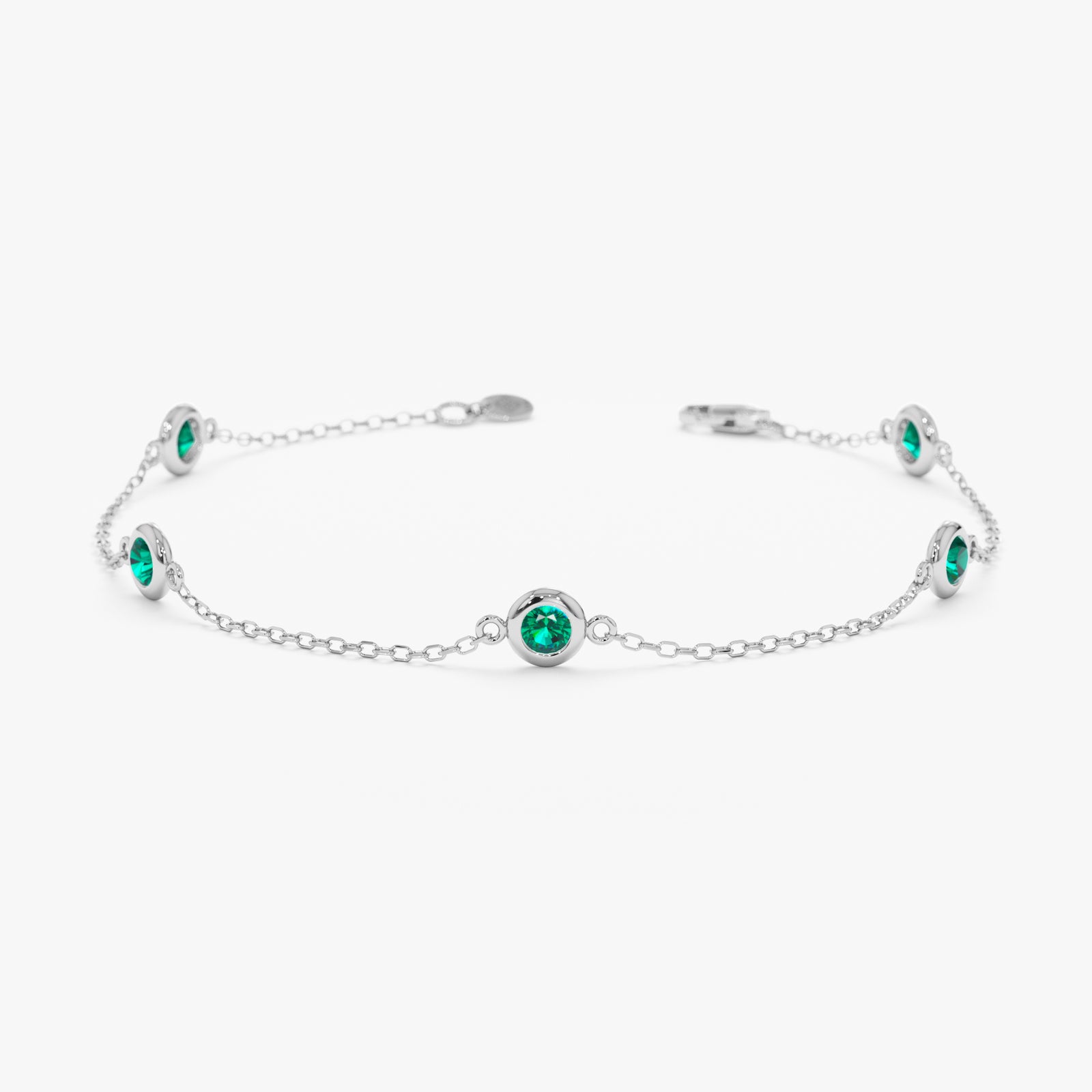 Natural Emerald Station Bracelet in Solid Gold | Sarah Elise Jewelry