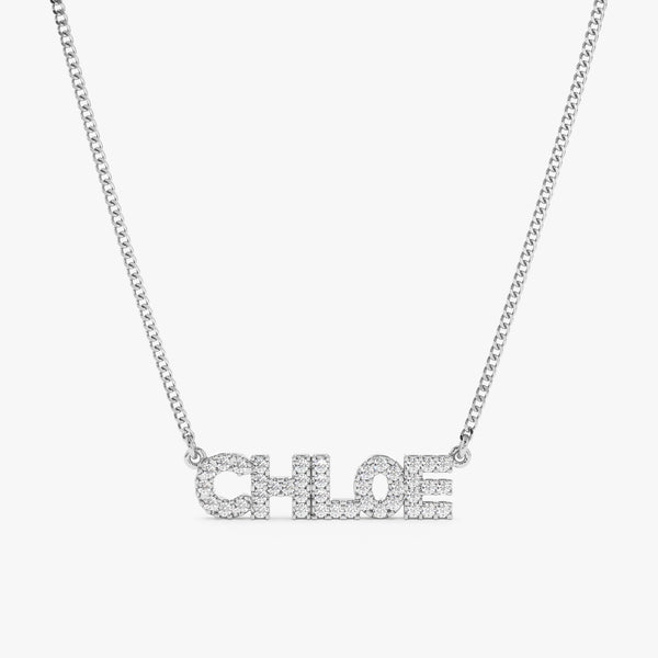 Natural Diamond 14k Cuban Chain Petite Name Necklace, Aden