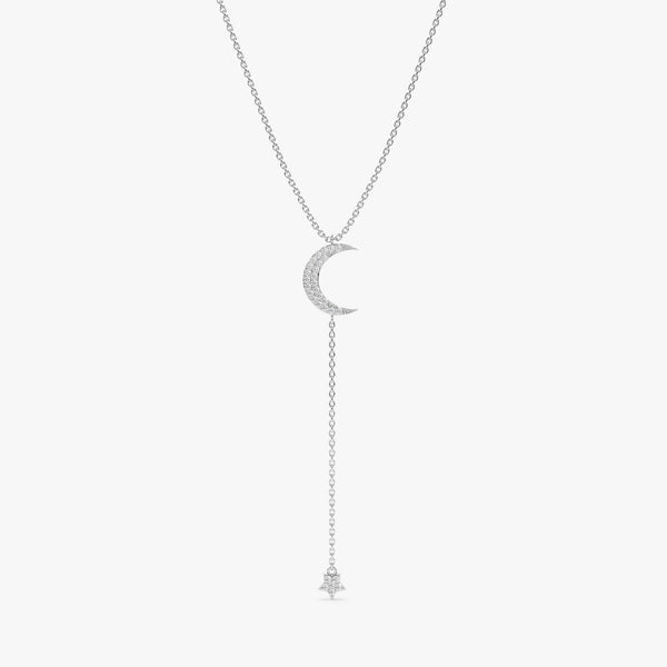 Diamond Moon and Star Lariat Necklace, Astrid