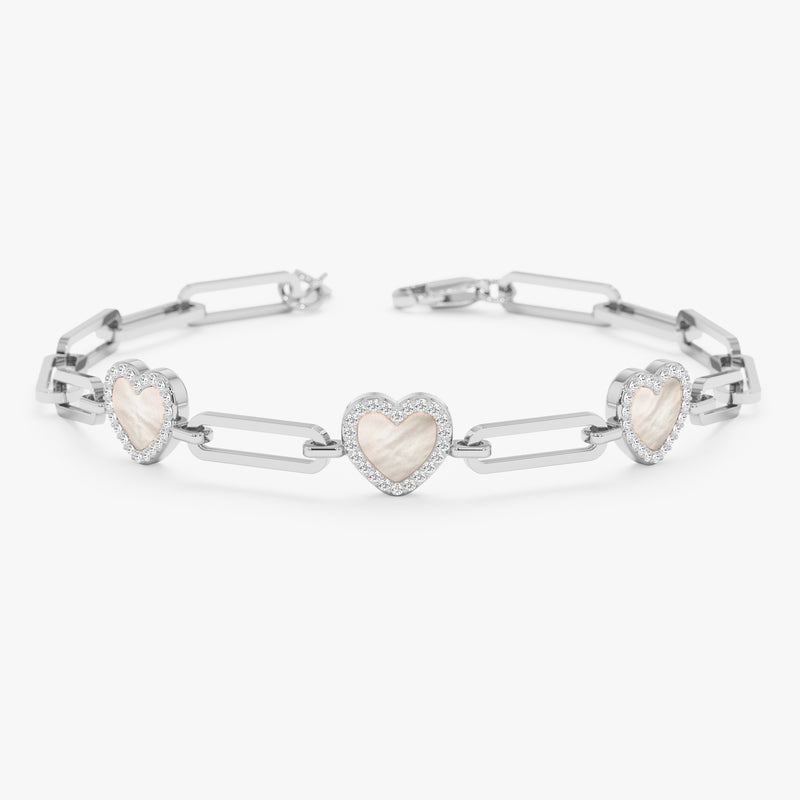 Triple Mother of Pearl Heart Bracelet, Nireth