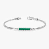 Princess Cut Emerald Cuban Chain Bracelet, Lyriavelle
