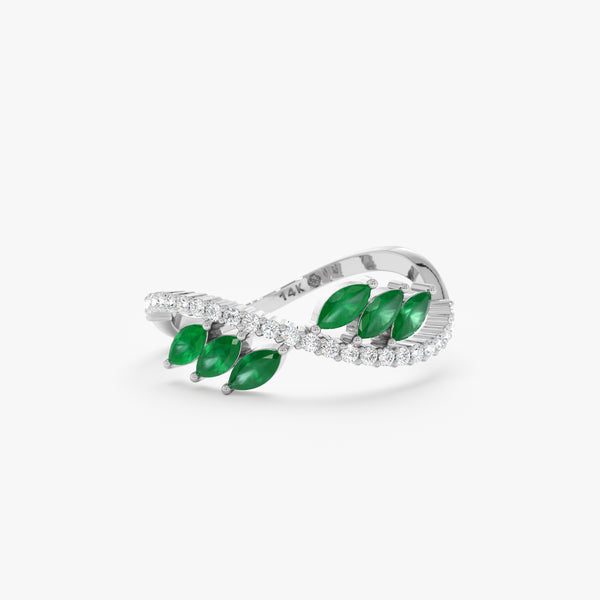 Natural Emerald and Diamond Dainty Vine Ring, Deirdre