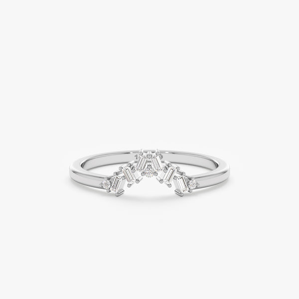 white gold and white diamond engagement stack nesting ring