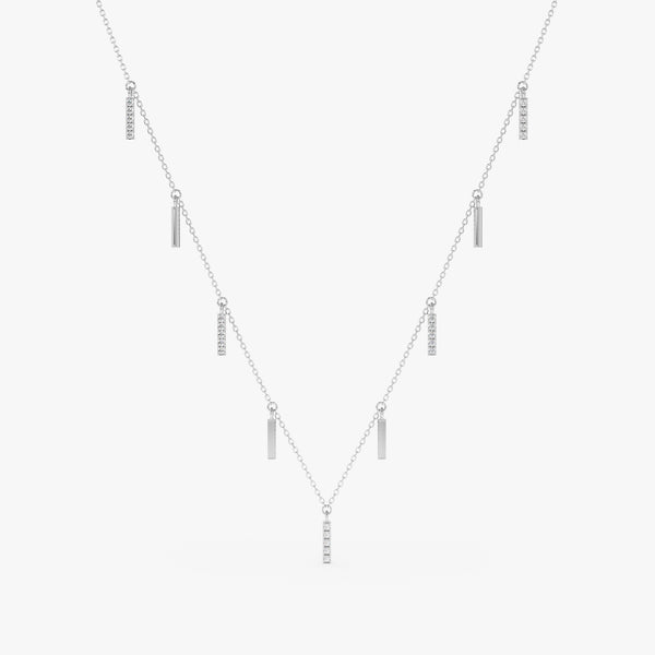 Small Diamond and Plain Bar Layering Choker Necklace, Priscilla