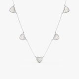 Mother of Pearl Heart Station Necklace, Aurezelle