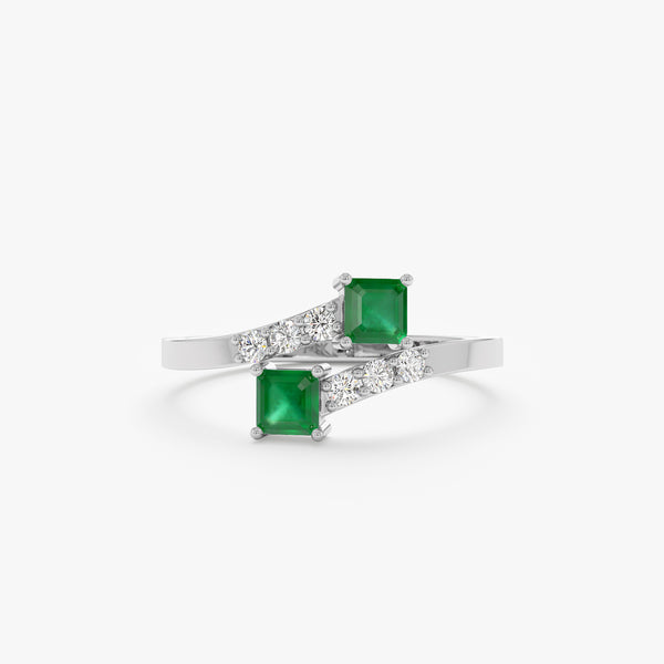 white gold emerald diamond ring