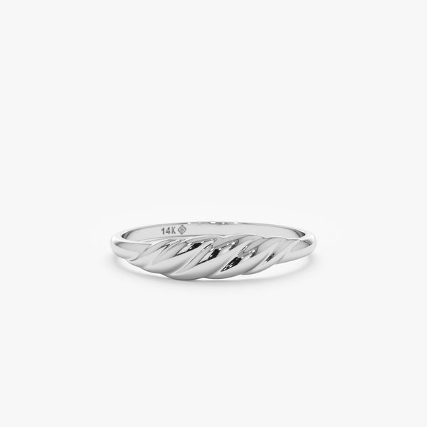 Handcrafted In Solid Gold Textured Croissant Ring, Gen