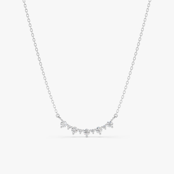 Handcrafted Round Diamond Curved Cluster Necklace, Rya