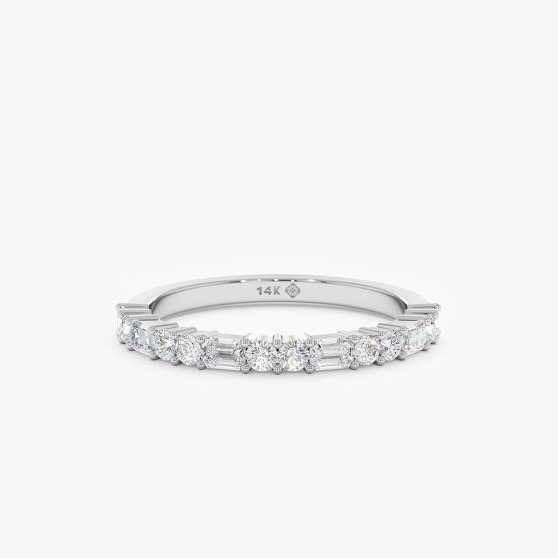 Round and Baguette Cut Handcrafted Diamond Ring
