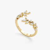 Marquise Diamond Open Leaf Ring, Zuna