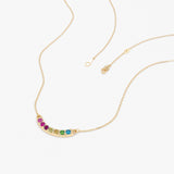 Solid Gold Rainbow Sapphire Bar Necklace, Kael