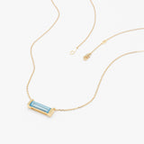 Natural Baguette Sky Blue Topaz Necklace, Vix