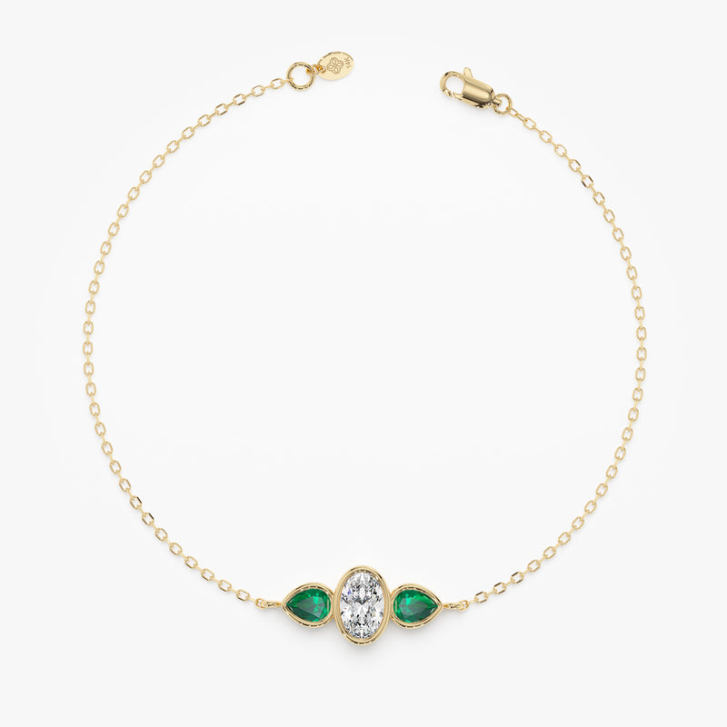 Lab Grown Diamond and Emerald Bracelet, Vaelisse