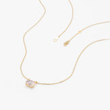 Solid Gold Rose Quartz Oval Necklace, Loa
