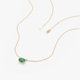 Solid Gold Emerald Oval Necklace, Loa