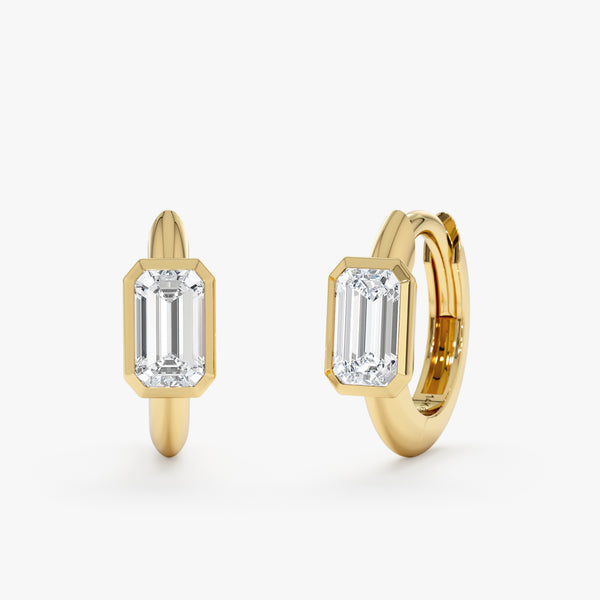 Emerald Cut Lab Grown Diamond Huggie, Reka