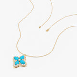 Turquoise & Lab Grown Diamond Flower Necklace, Eirlys