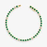 Solid Gold Emerald and Diamond Tennis Bracelet, Solindra