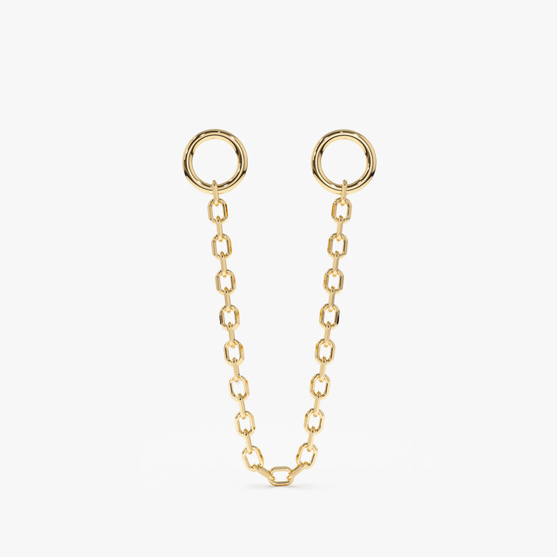 hanging cable chain earring charm in solid 14k gold 