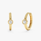 Bezel Solitaire Lab Grown Diamond Huggie, Zema