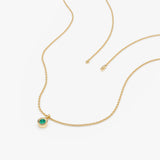 dainty emerald pendant necklace in solid gold