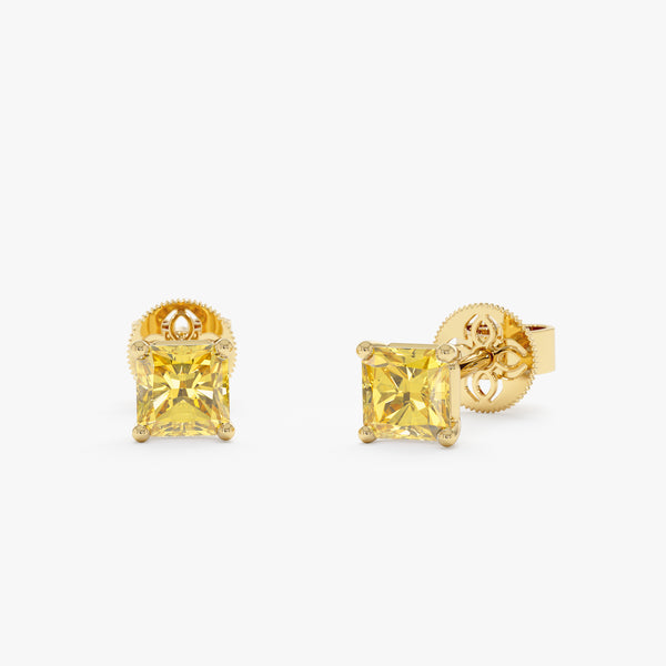 Yellow Sapphire Stud Earrings, Raveline