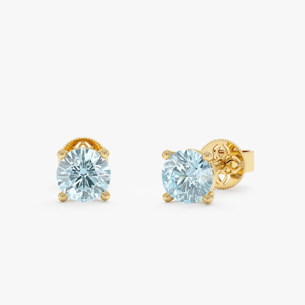 Petite Natural Aquamarine Stud Earrings, Norelia