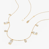 Baguette and Round Diamond Dangle Necklace, Ezri