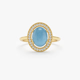 Natural Aquamarine and Diamond Halo Ring, Zephira