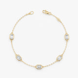 Emerald Cut Lab Diamond Station Bracelet, Evaloria