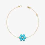 Turquoise Flower Bracelet, Lab Grown Diamond, Junelle