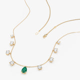 Natural Emerald and Lab Grown Diamond Necklace, Evareth