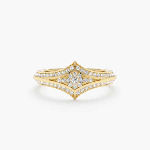 Chevron Diamond Band, Statement Diamond Ring, Theda