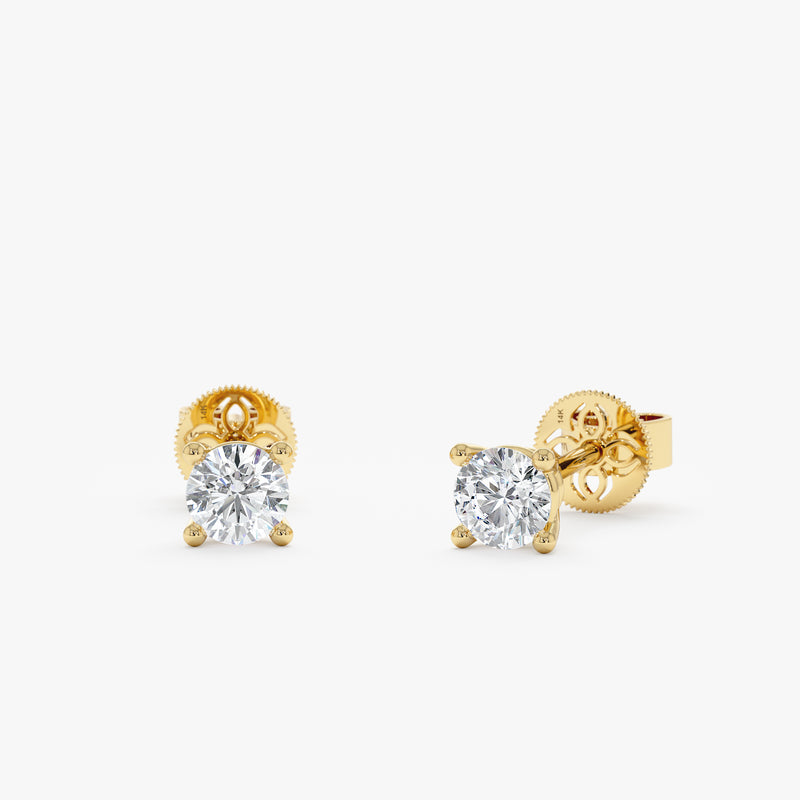 Round Lab Grown Diamond Studs, Vaelith