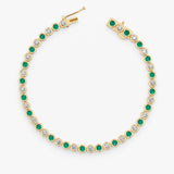 Solid Gold Emerald and Diamond Tennis Bracelet, Myrren