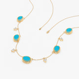 Turquoise and Lab Diamond Station Necklace, Tyrene