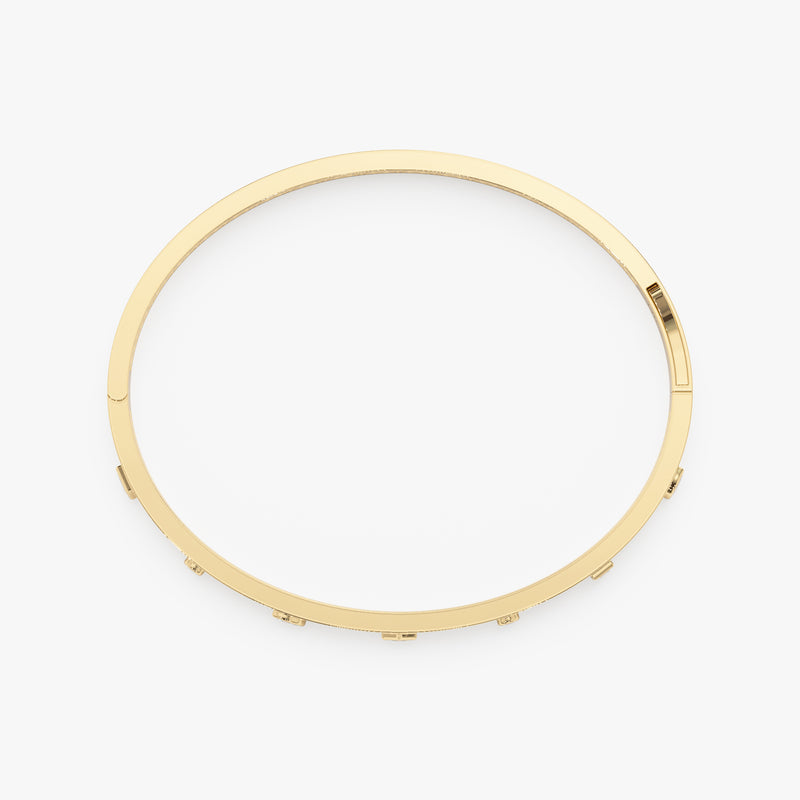 Genuine Gold Bangle, Mix Shape Diamond Bangle,Fiora