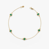 bezel round cut cable chain emerald bracelet